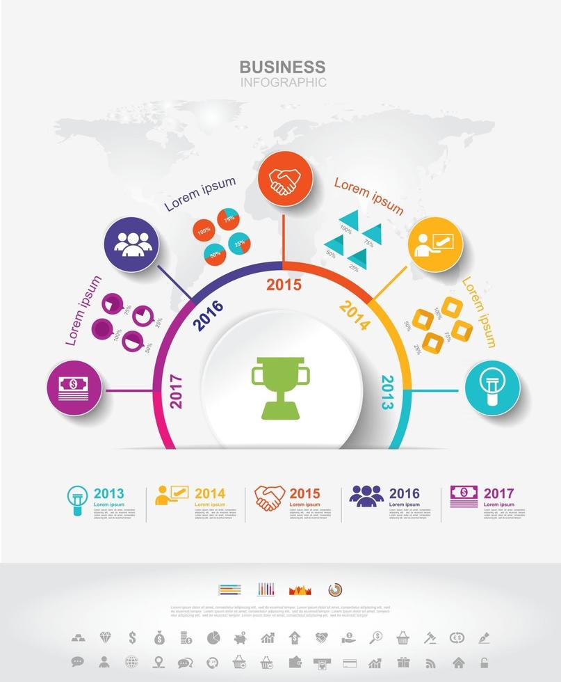 Infographic template. Timeline infographic Business success concept with graph. vector design. Elements of this image furnished by NASA no8