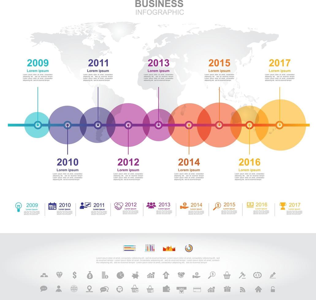 Infographic template. Timeline infographic Business success concept with graph. vector design. Elements of this image furnished by NASA no6