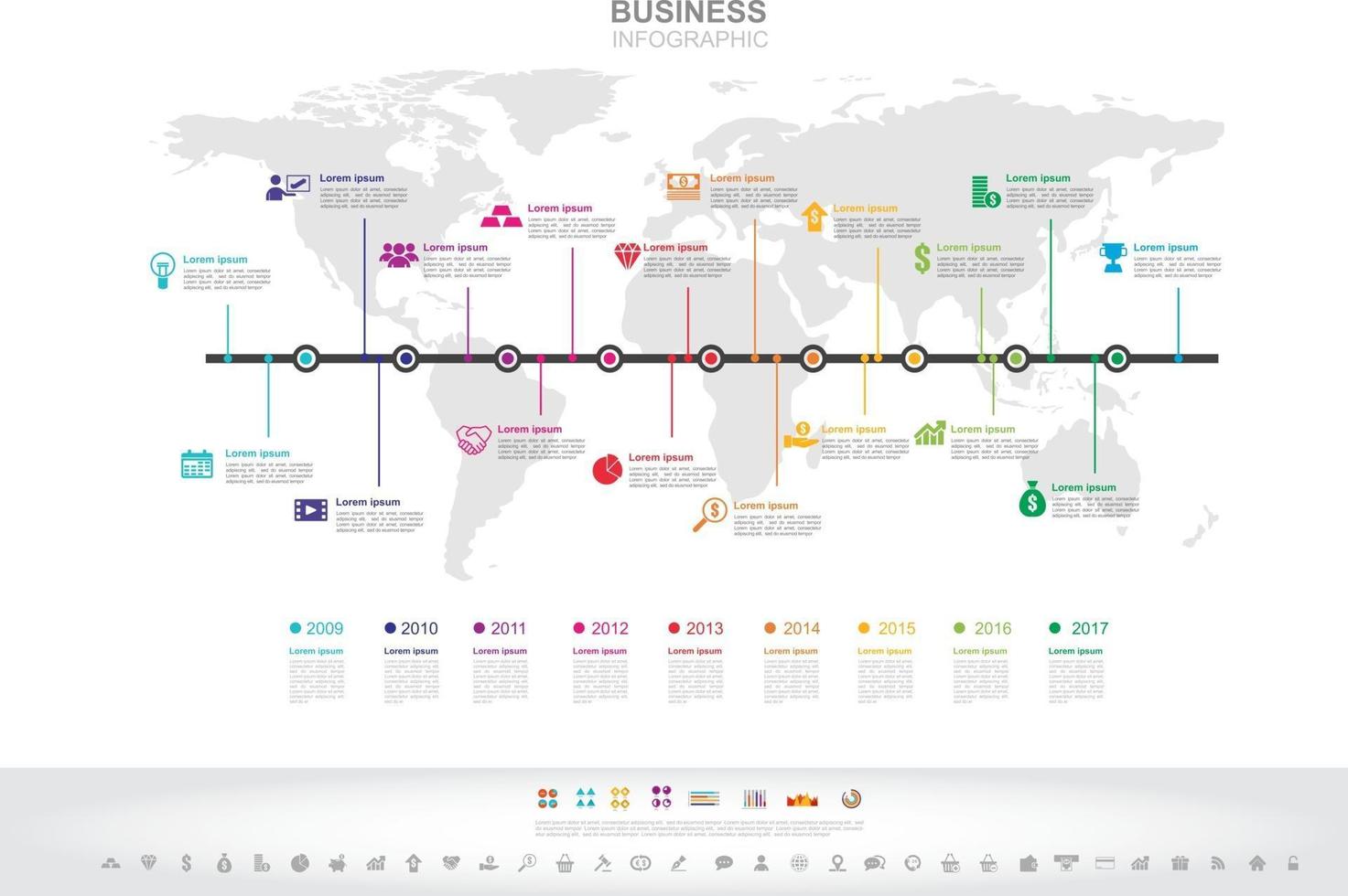 plantilla de infografía. concepto de éxito empresarial de infografía de línea de tiempo con gráfico. diseño vectorial. elementos de esta imagen proporcionada por nasa no10 vector