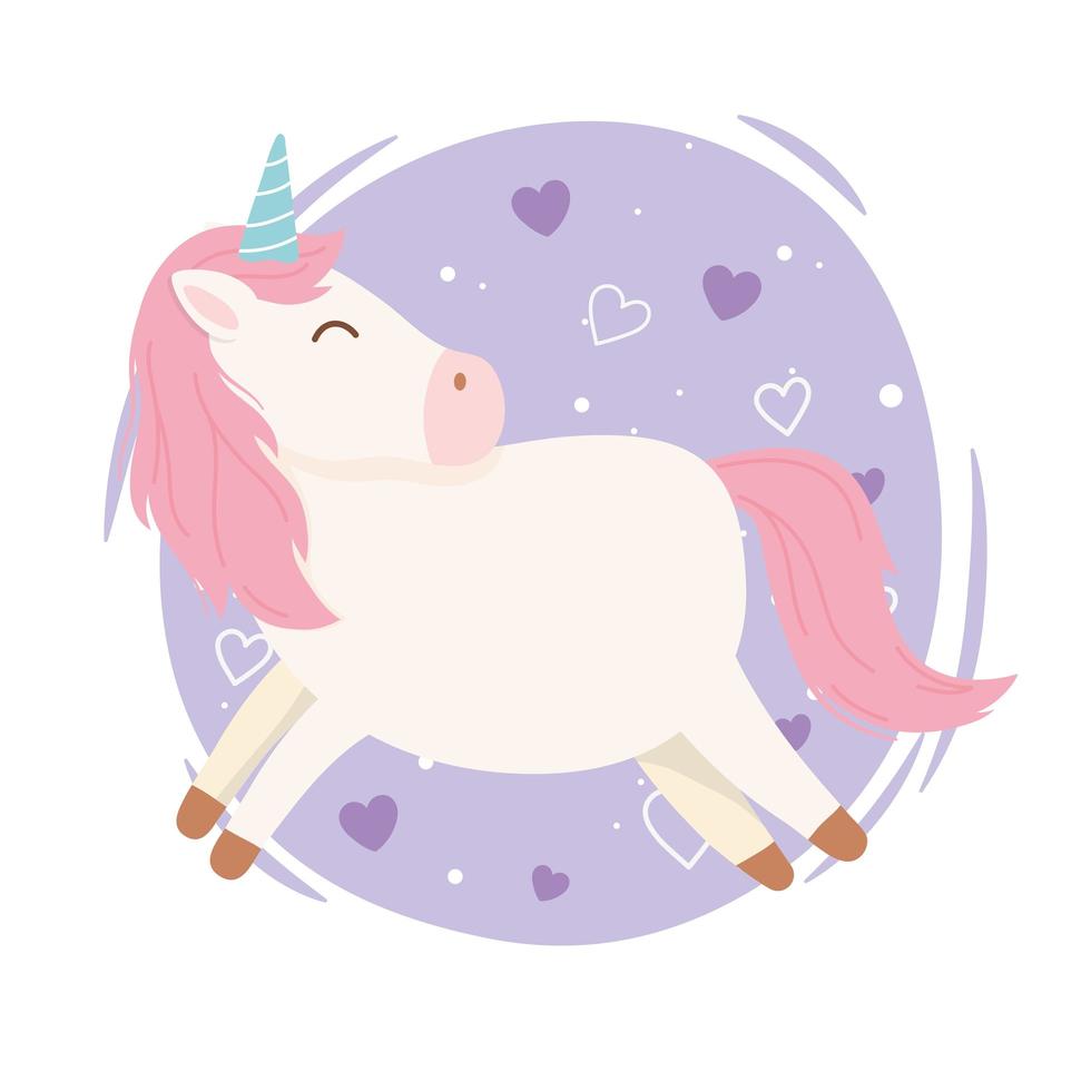 unicorn love hearts romantic magical fantasy cartoon cute animal vector