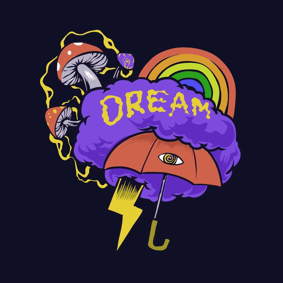 Psychedelic dream imagination illustration vector