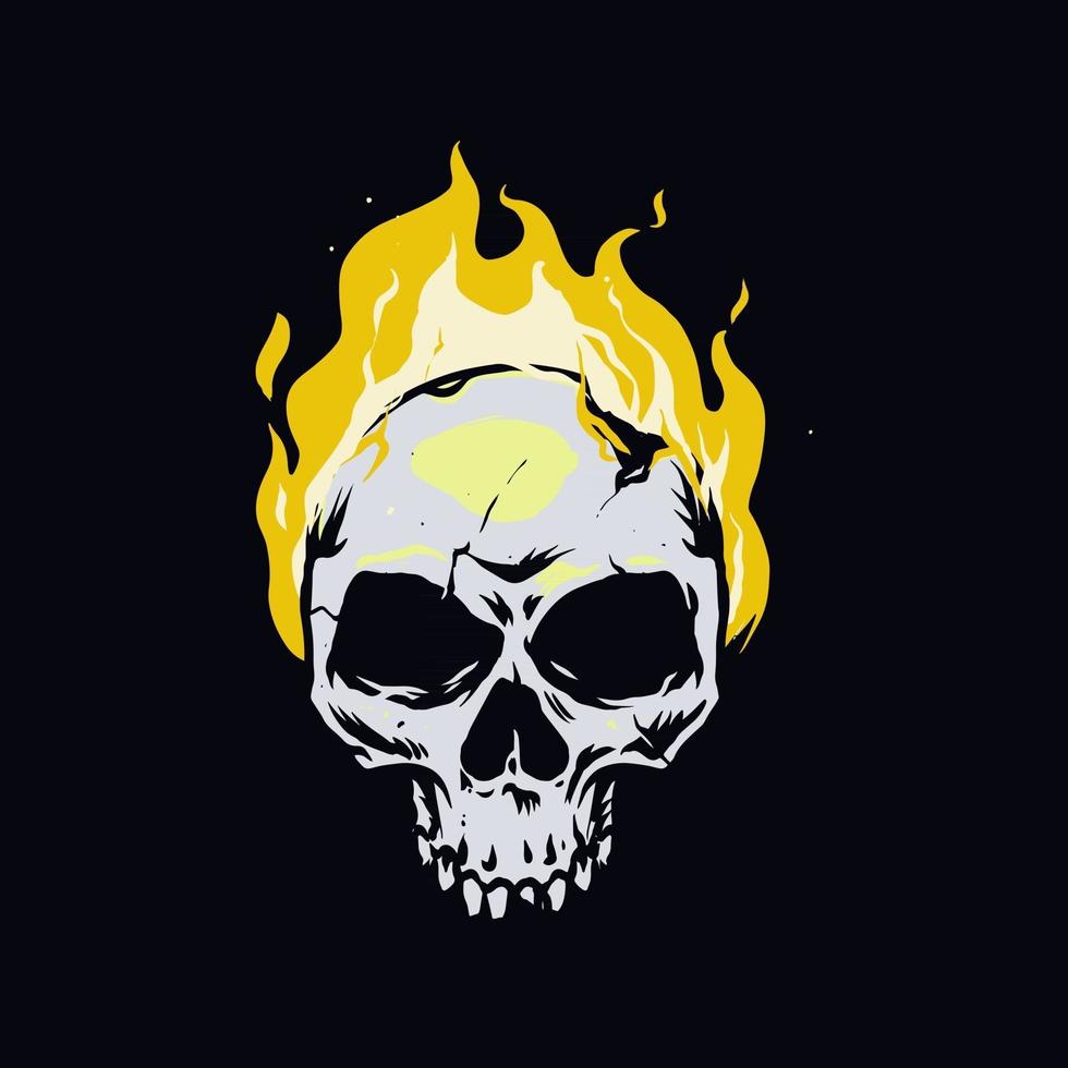 Burning skull hand drawn illustration vector