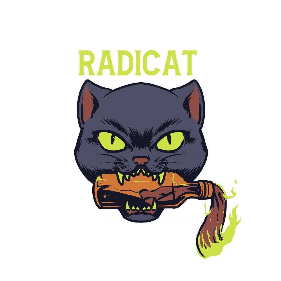 ilustración de molotov de mordedura de gato radicat vector