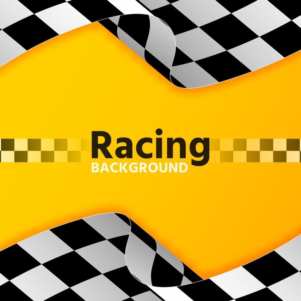 car racing flag yellow background vector