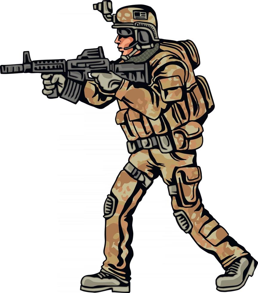 soldier in camouflage with a gun vector