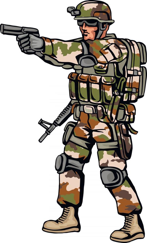 soldier in camouflage with a gun vector