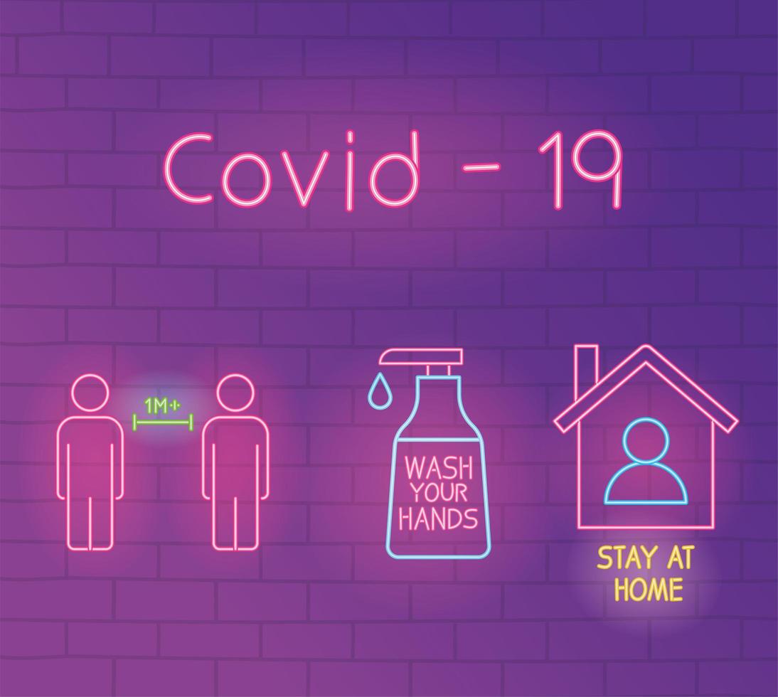2019 ncov outbreak pandemic, prevention tips, stay at home, wash hands, and social distancing vector