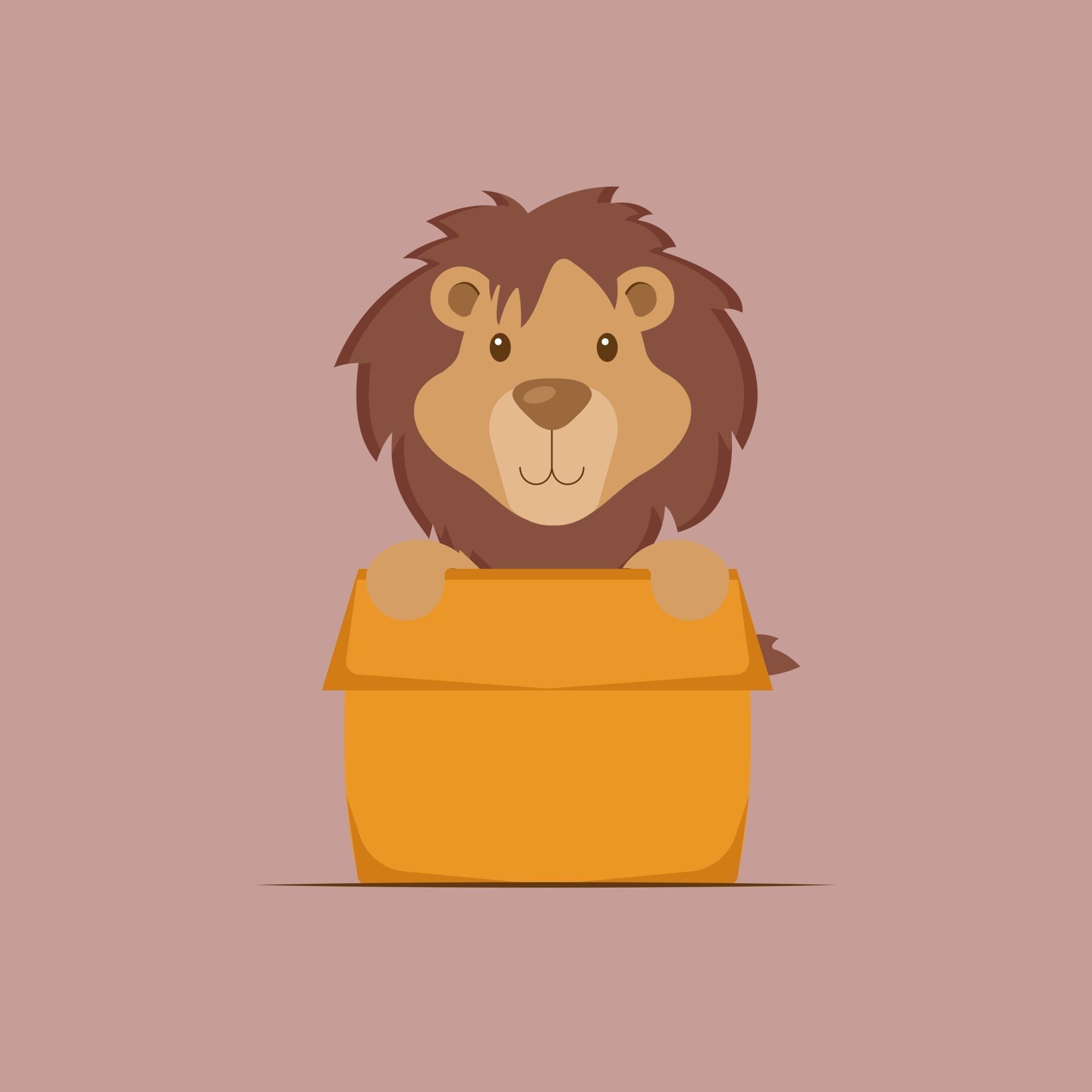 Cute Lion Playing Box Cartoon 2657066 Vector Art at Vecteezy