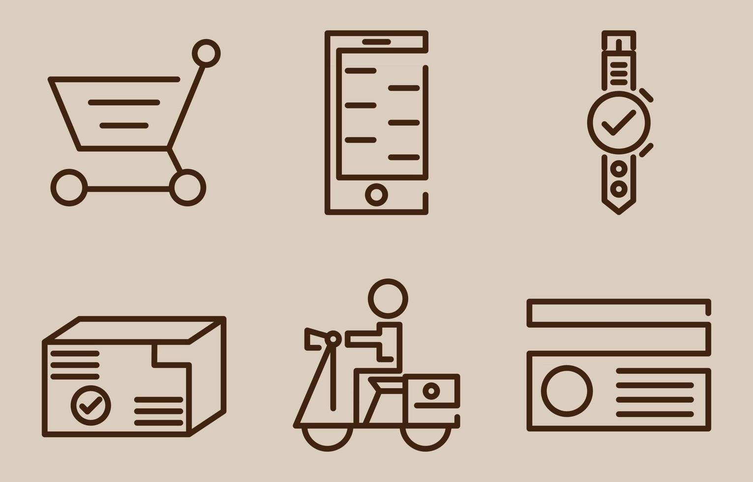 Shopping online icon set in thin line style vector