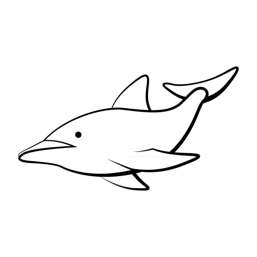 Line art vector illustration of a dolphin