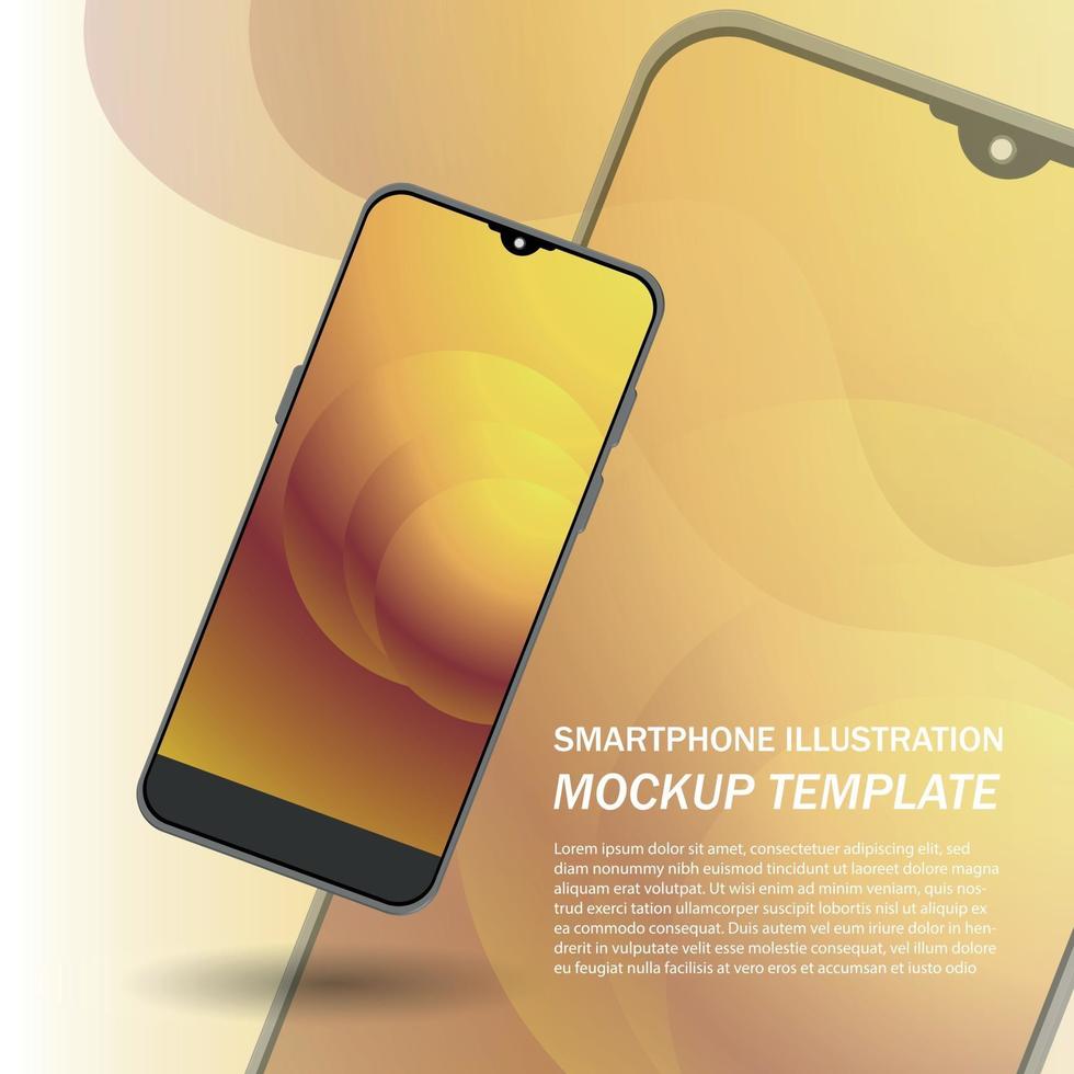 3d smartphone with gold color screen for mockup template vector