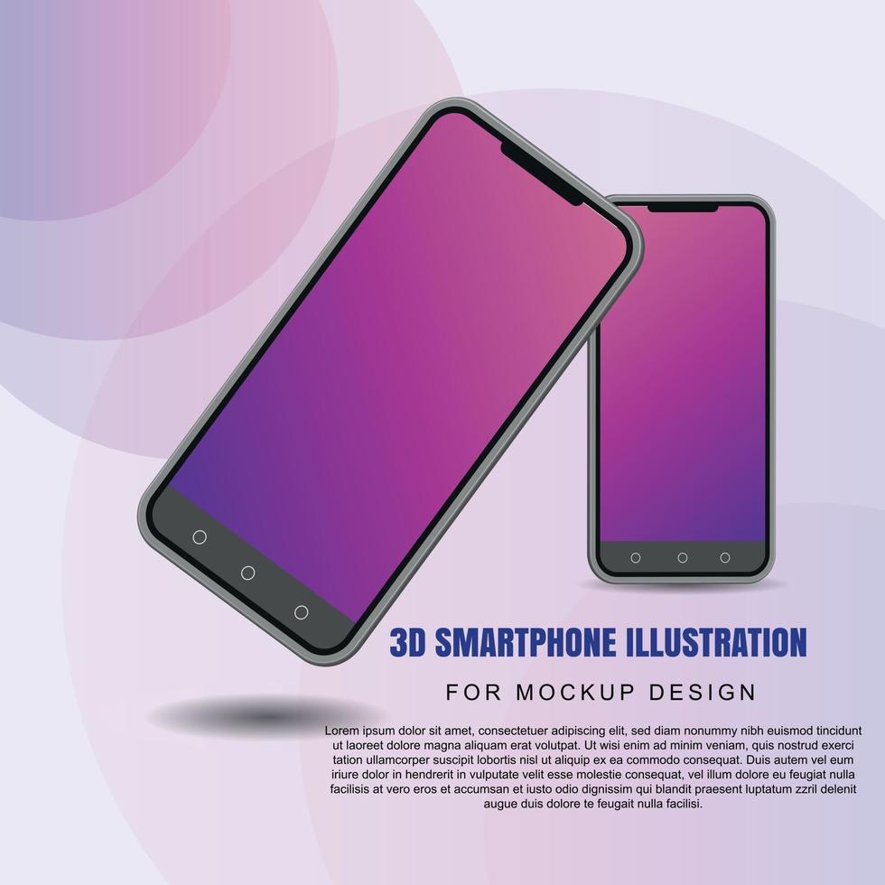 3d smartphone illustration for mobile marketing vector