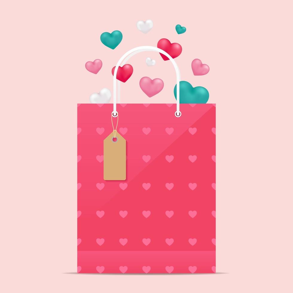 Shoppings bags with hearts inside vector