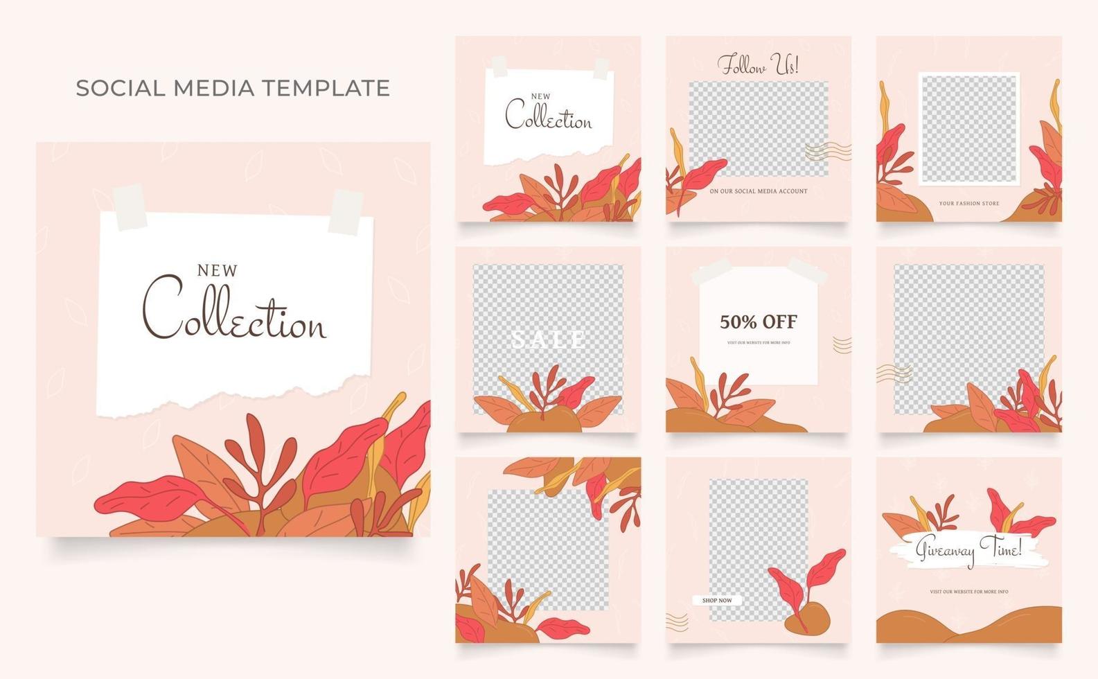 social media template blog fashion sale banner promotion set vector