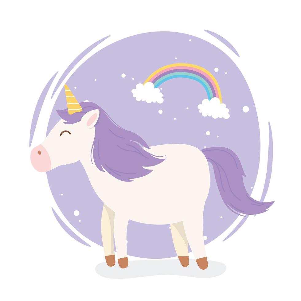 unicorn rainbow character magical fantasy cartoon cute animal vector