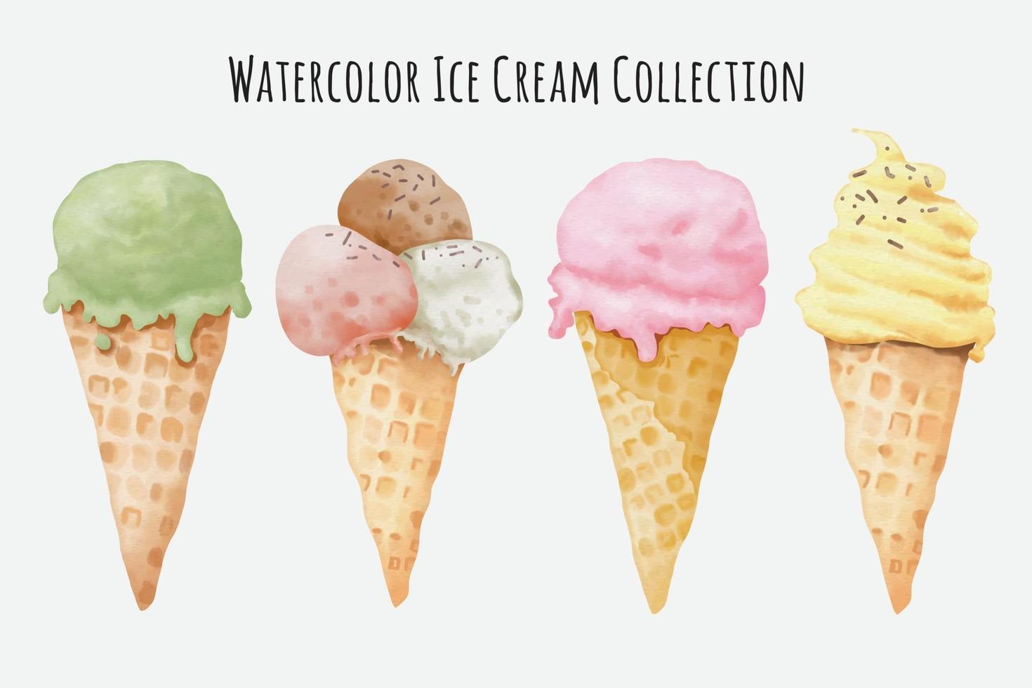 Watercolor Ice Cream Collection vector