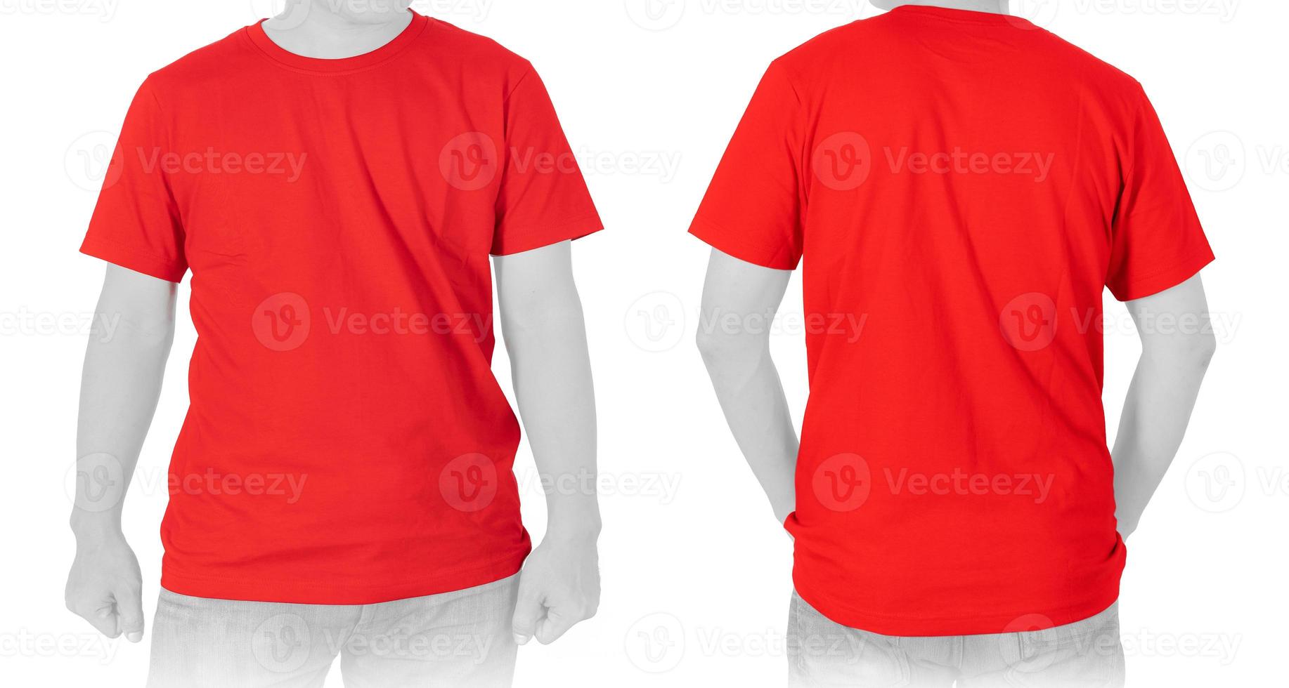 Blank Red T-shirt on white background photo