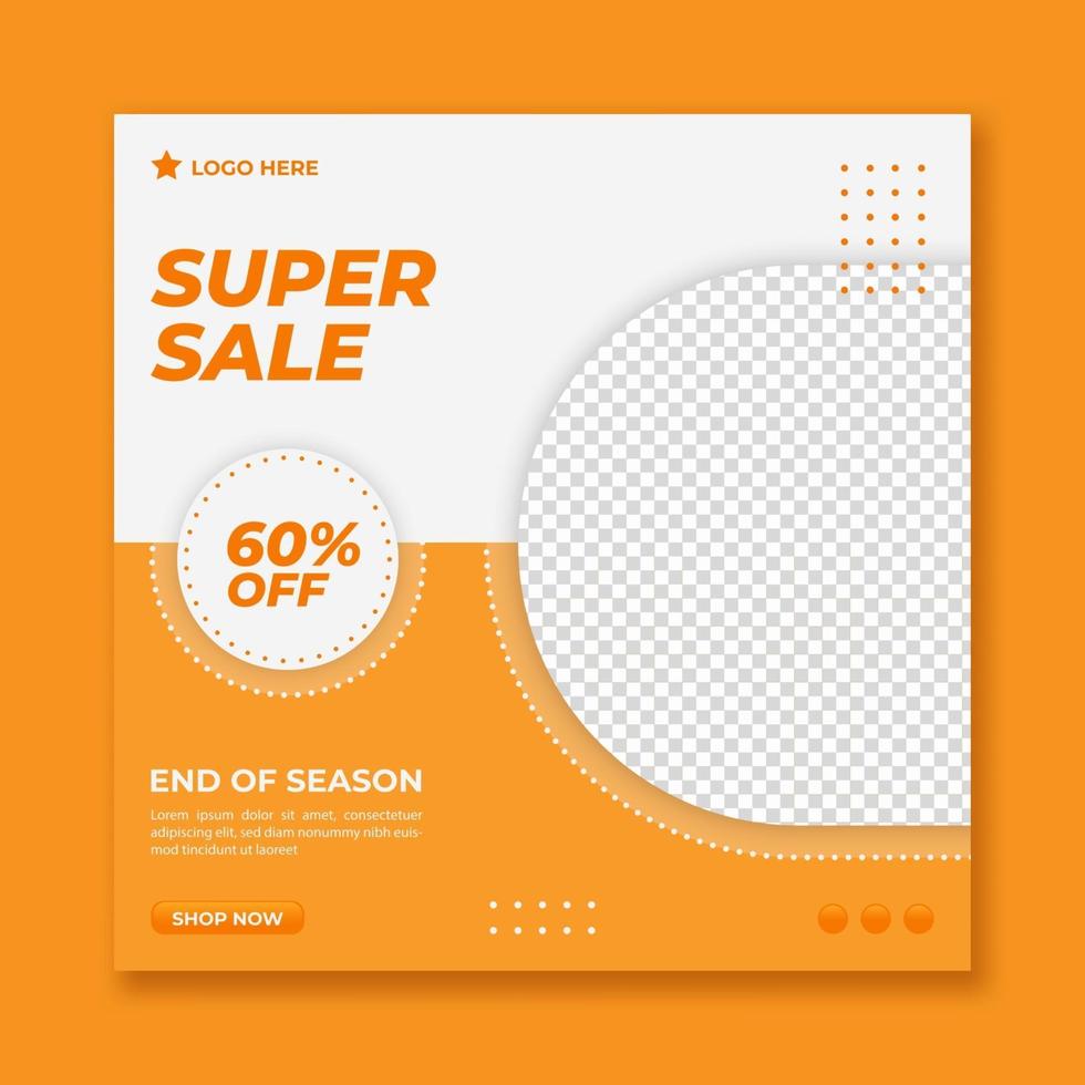 Super sale promo social media post square banner template vector