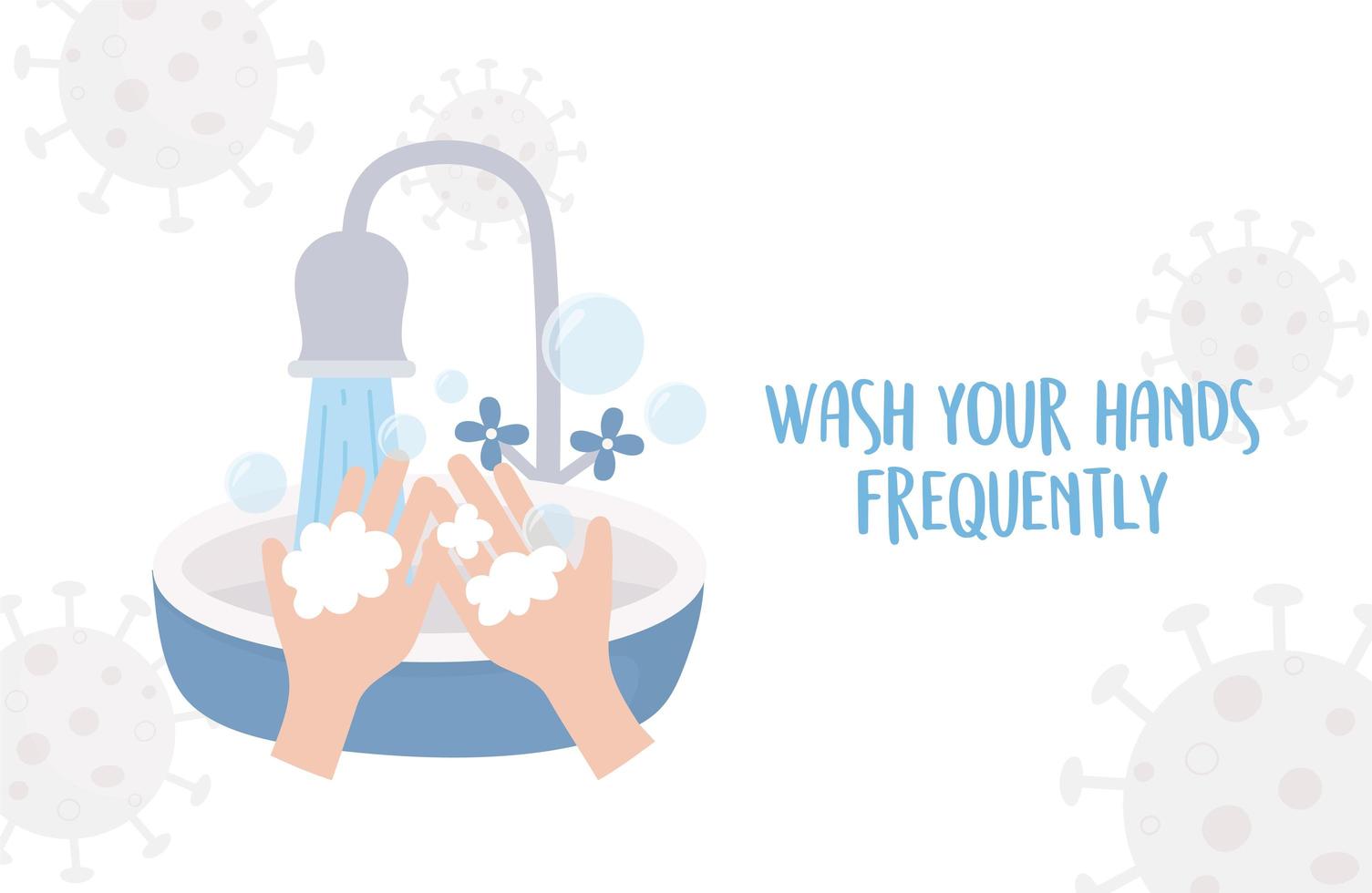 covid 19 pandemic prevention, wash your hands frequently vector