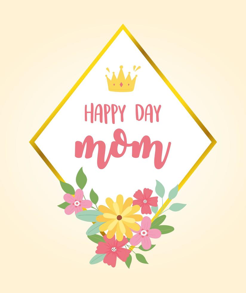 feliz dia de la madre, corona de flores floral delicado banner vector