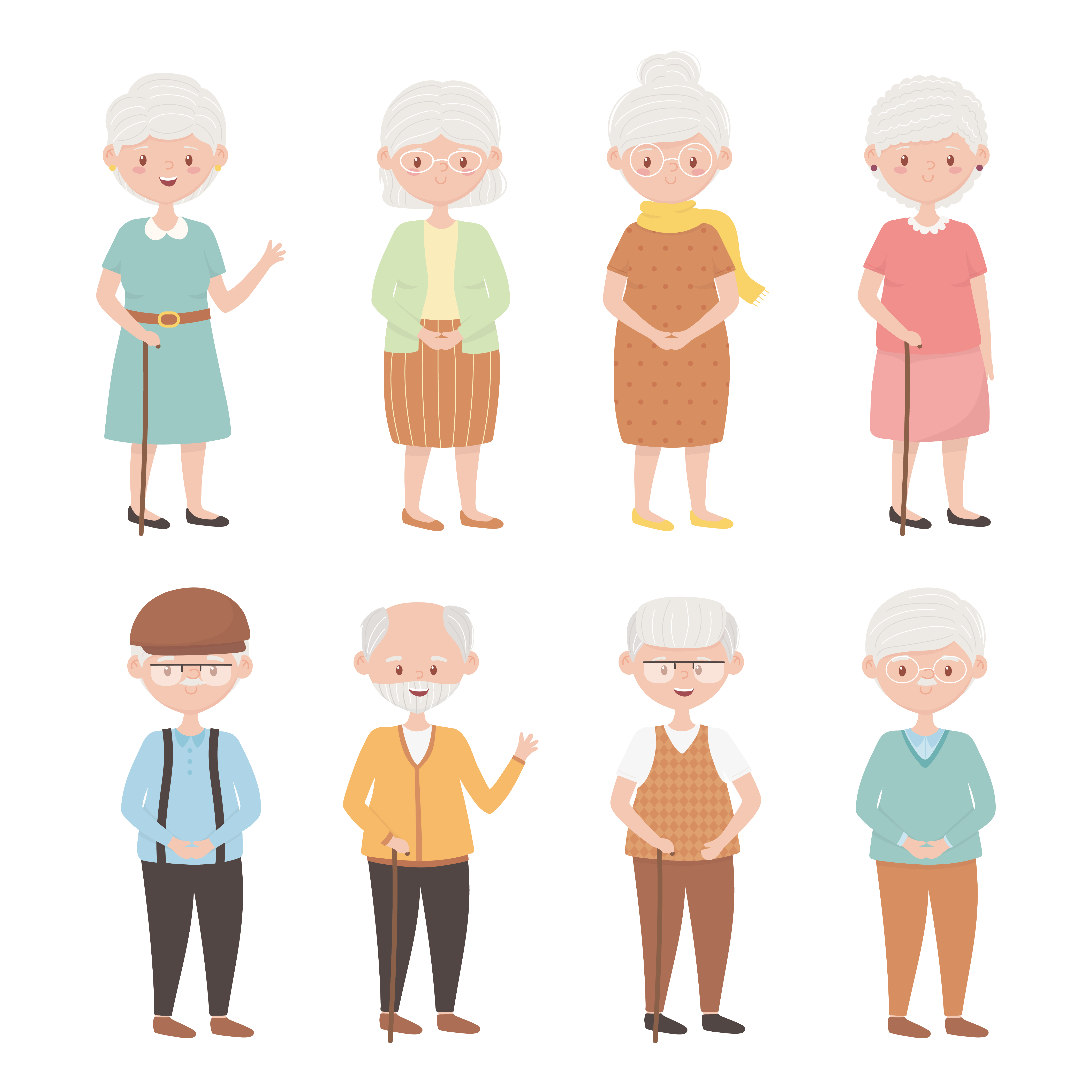 old people, group of grandparents, grandmothers grandfathers, mature senior  persons cartoon characters 2658945 Vector Art at Vecteezy