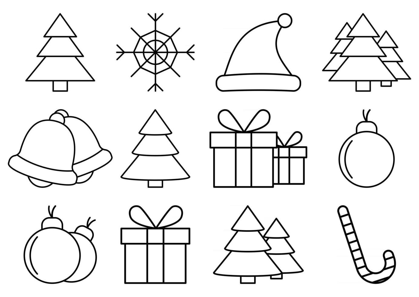 Christmas icons set. Holidays graphics. Set of winter related vector line icons. Premium linear symbols pack. Web symbols for websites and mobile app. Trendy design. Vector