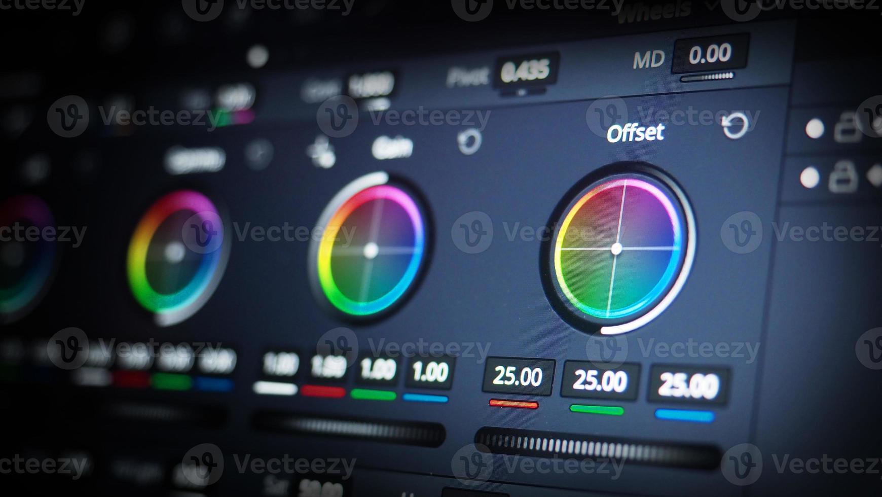 herramientas de gradación de color o indicador de corrección de color rgb en el monitor foto