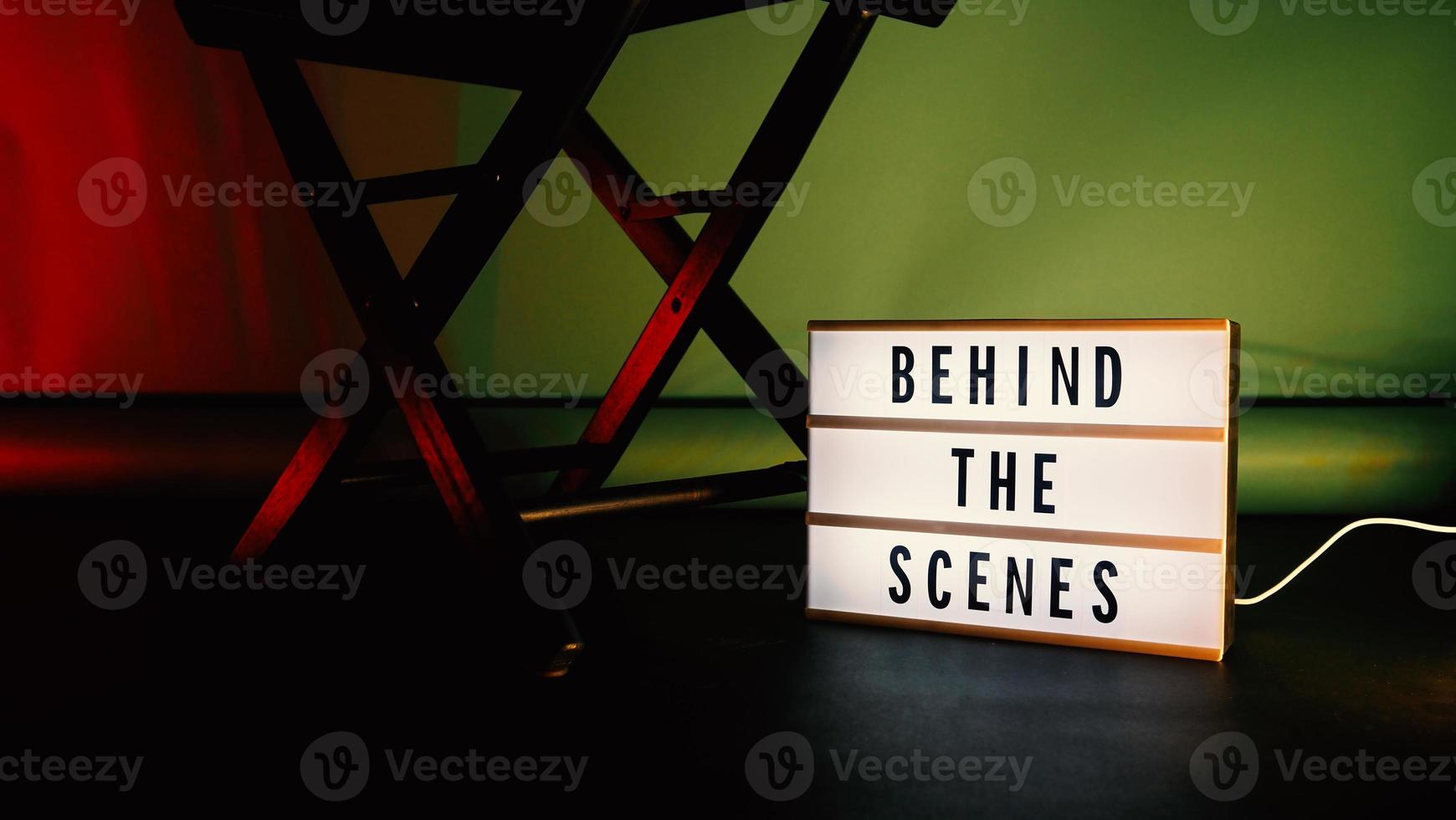 Behind the scenes letterboard text on Lightbox or Cinema Light box. photo