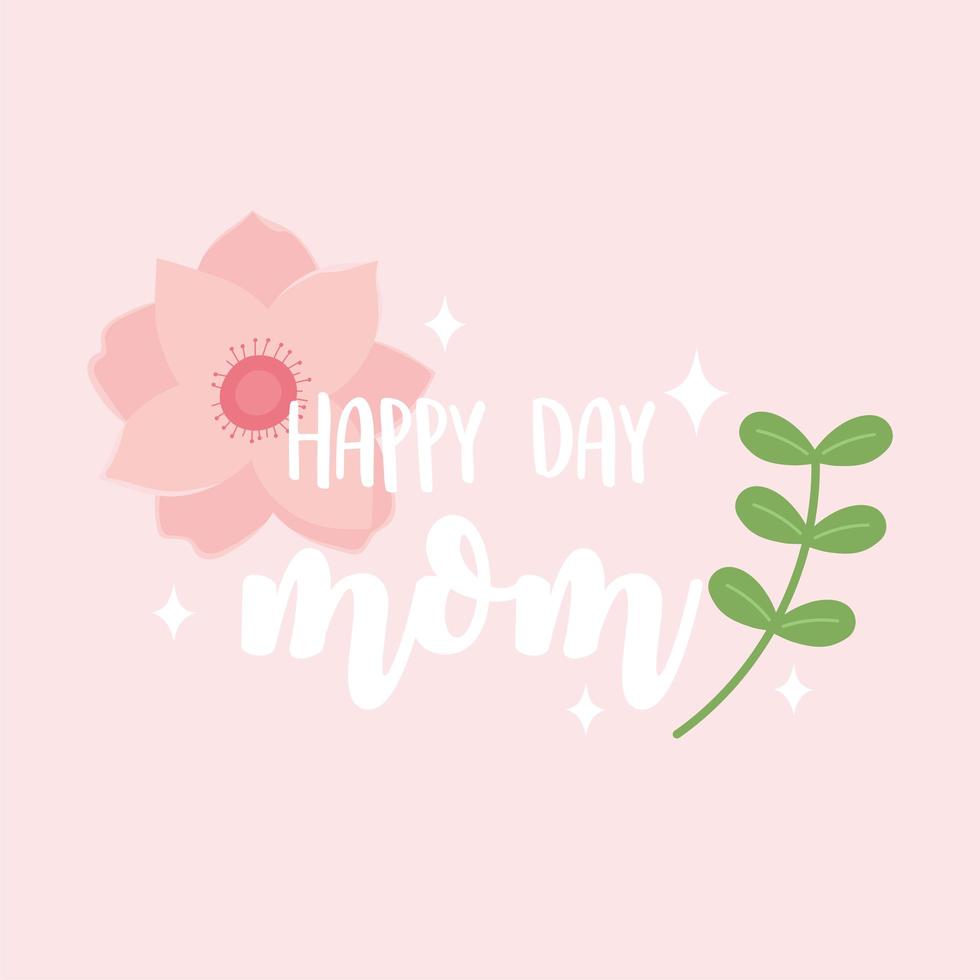 happy mothers day, flower branch leaves decoration natural vector