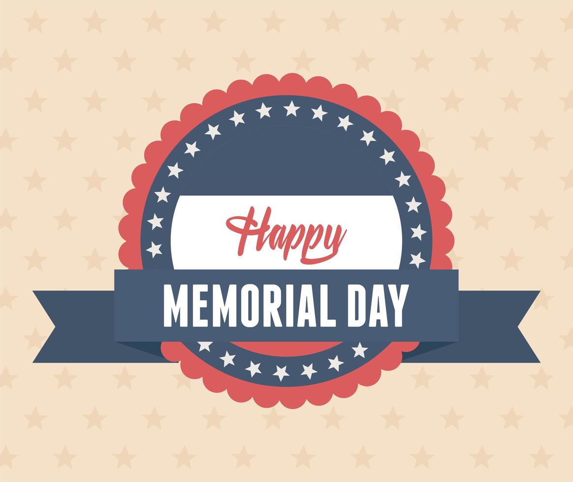 happy memorial day, badge ribbon emblem american celebration vector