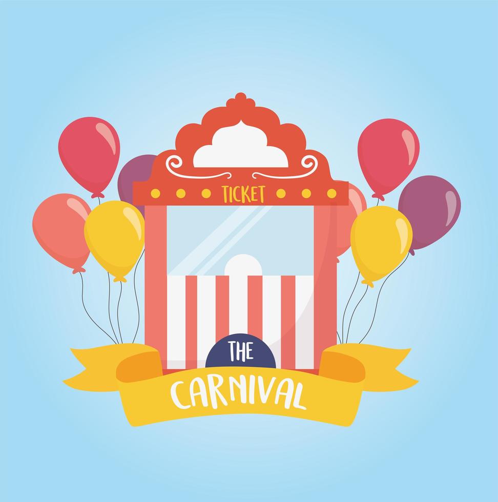 fun fair carnival ticket booth balloons recreation entertainment vector