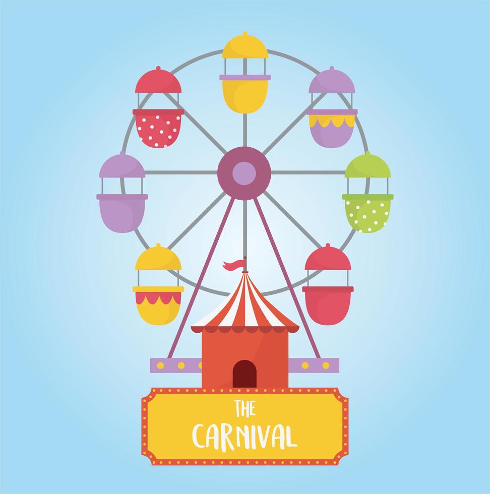 fun fair carnival ferris wheel booth recreation entertainment vector