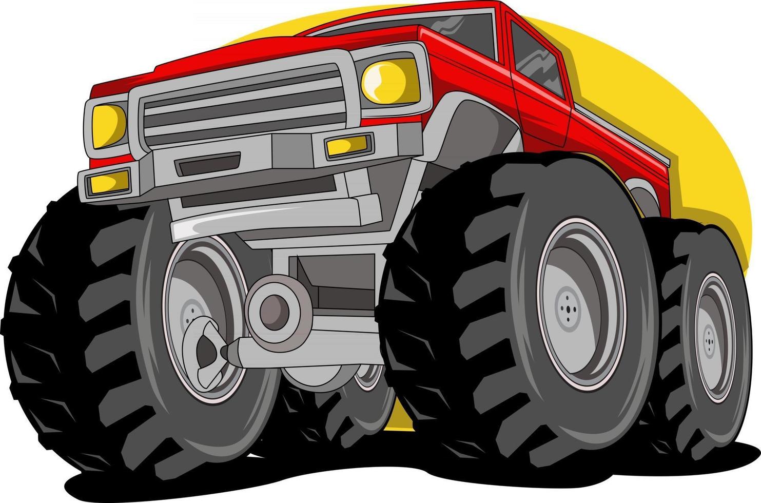 dibujos animados monster truck fantasi dibujo a mano vector