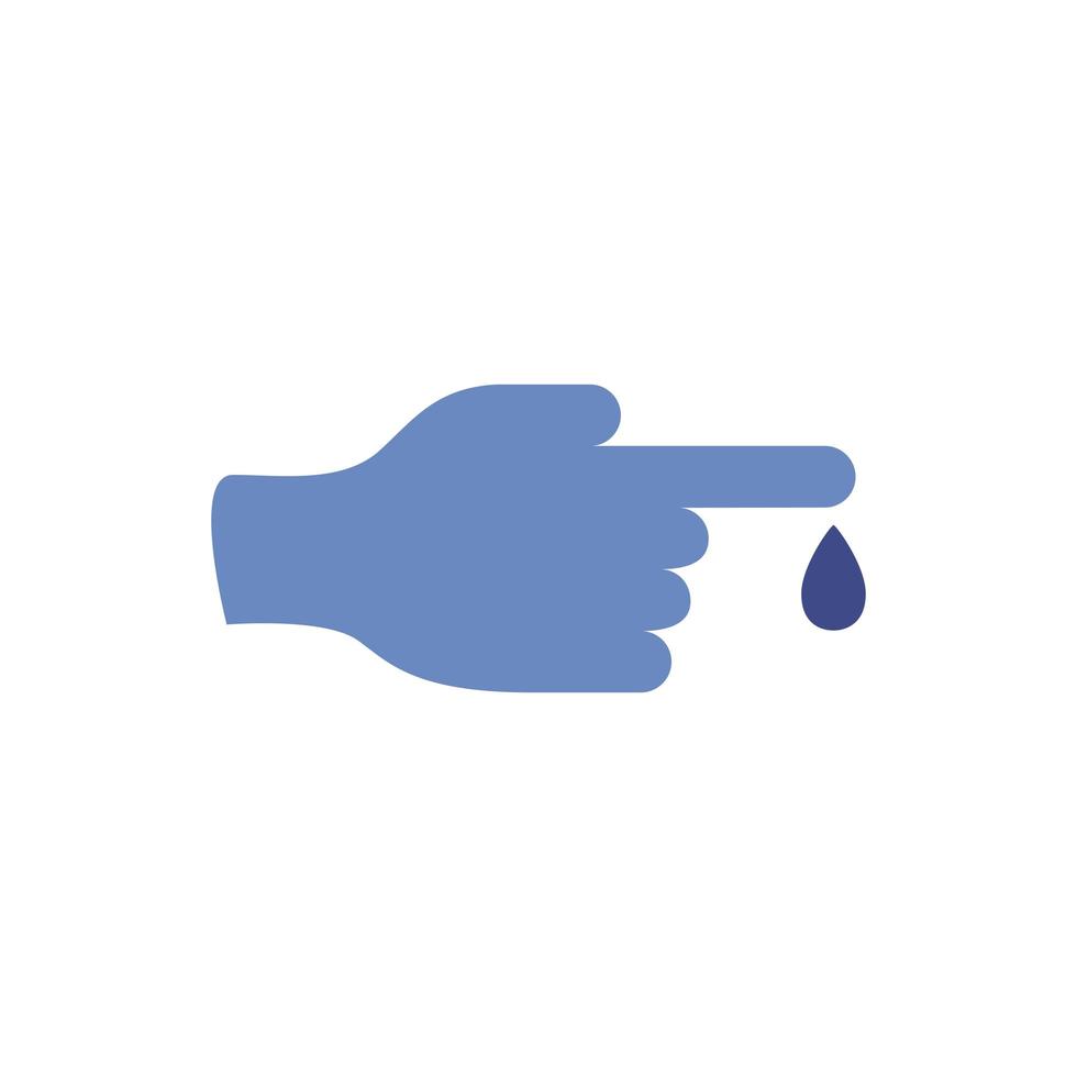 hand with drop blood medical flat icon vector