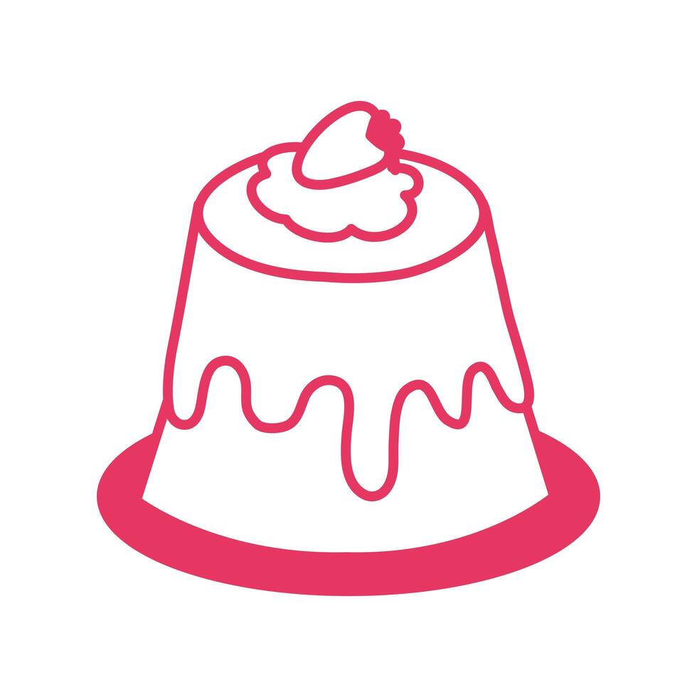 sweet pudding with strawberry dessert vector