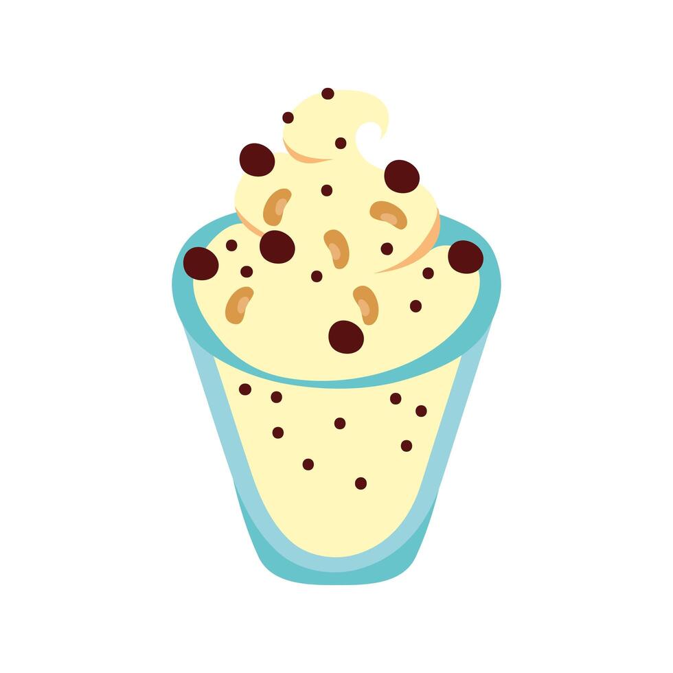 sweet glass with ice cream dessert vector