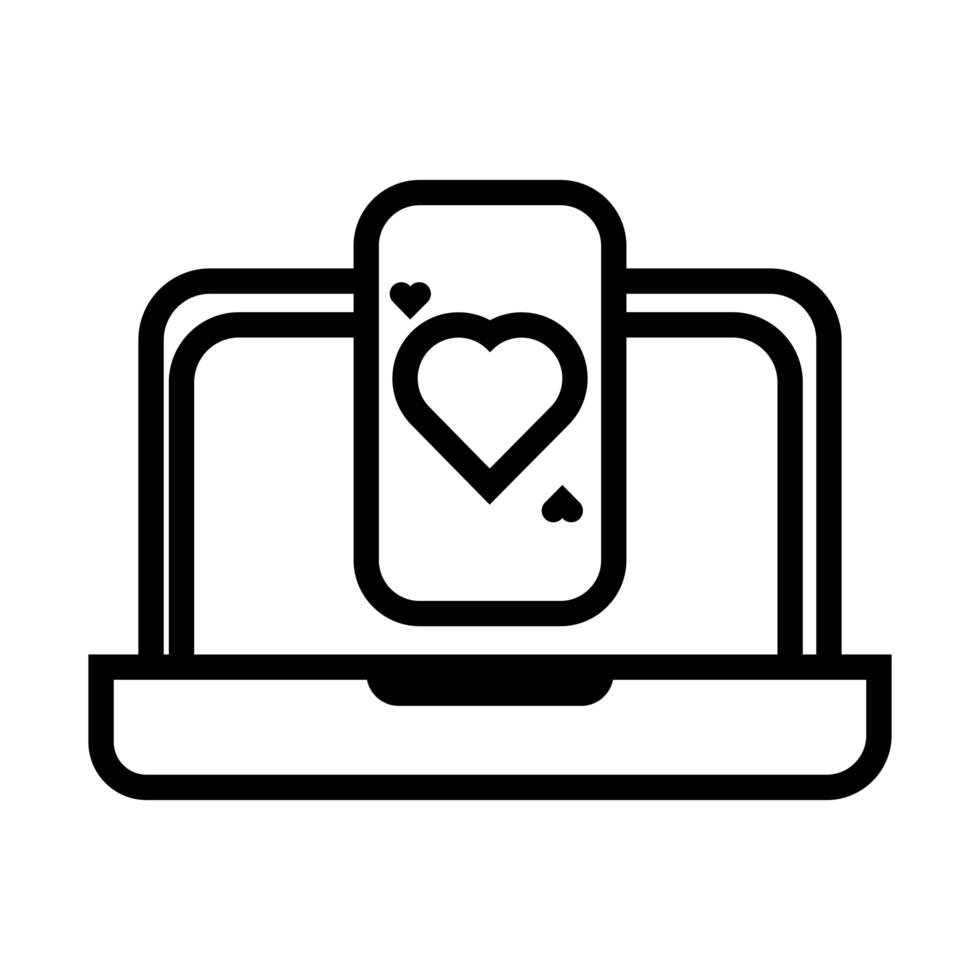 casino poker card with heart in laptop vector