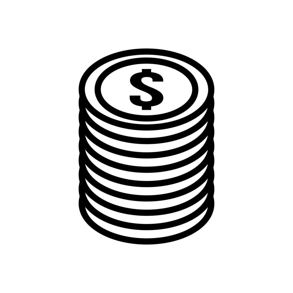 pile coins money dollars icon vector