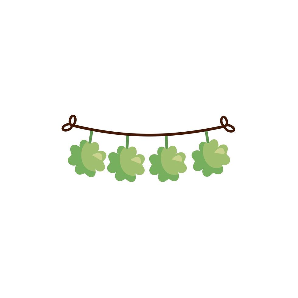 saint patricks day clovers leafs garland hanging detaild style vector