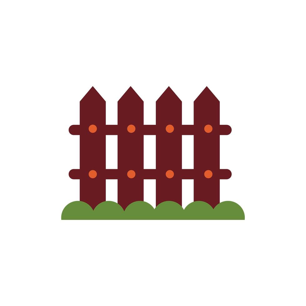 fence wooden farm flat style vector