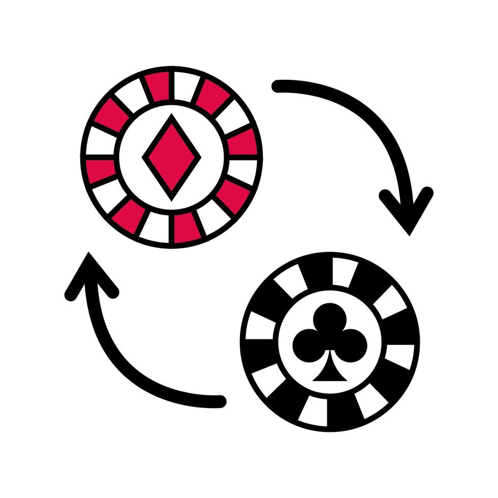 casino chip with arrows icon vector