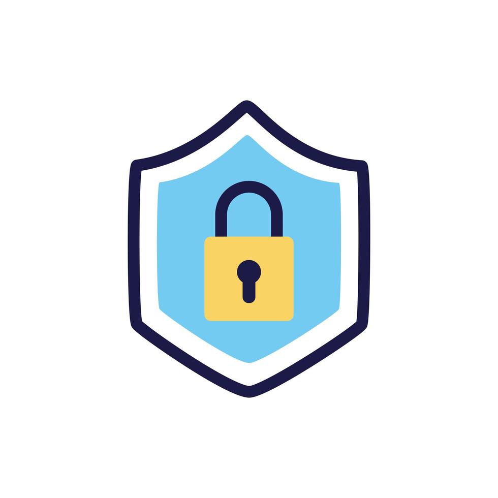 shield with padlock lineal color style vector