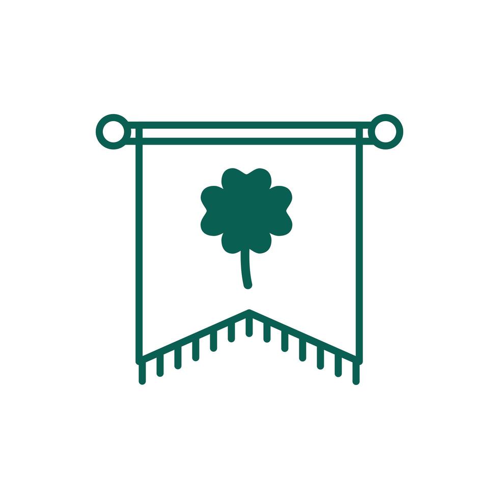 saint patricks day flag with clover leaf line style vector