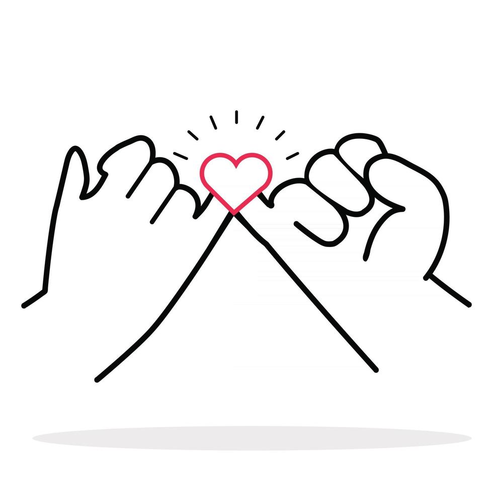 Pinky  promise line icon with heart vector