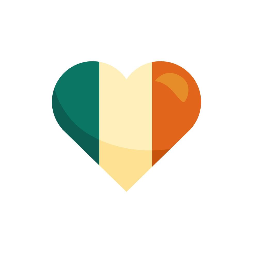 bandera de irlanda, en, corazón, detaild, estilo, icono vector