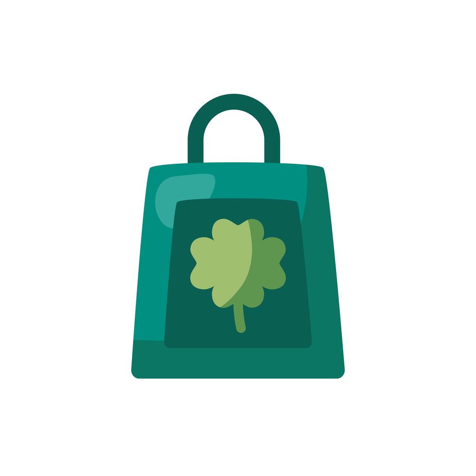 saint patricks day shopping bag with clover leaf detaild style vector