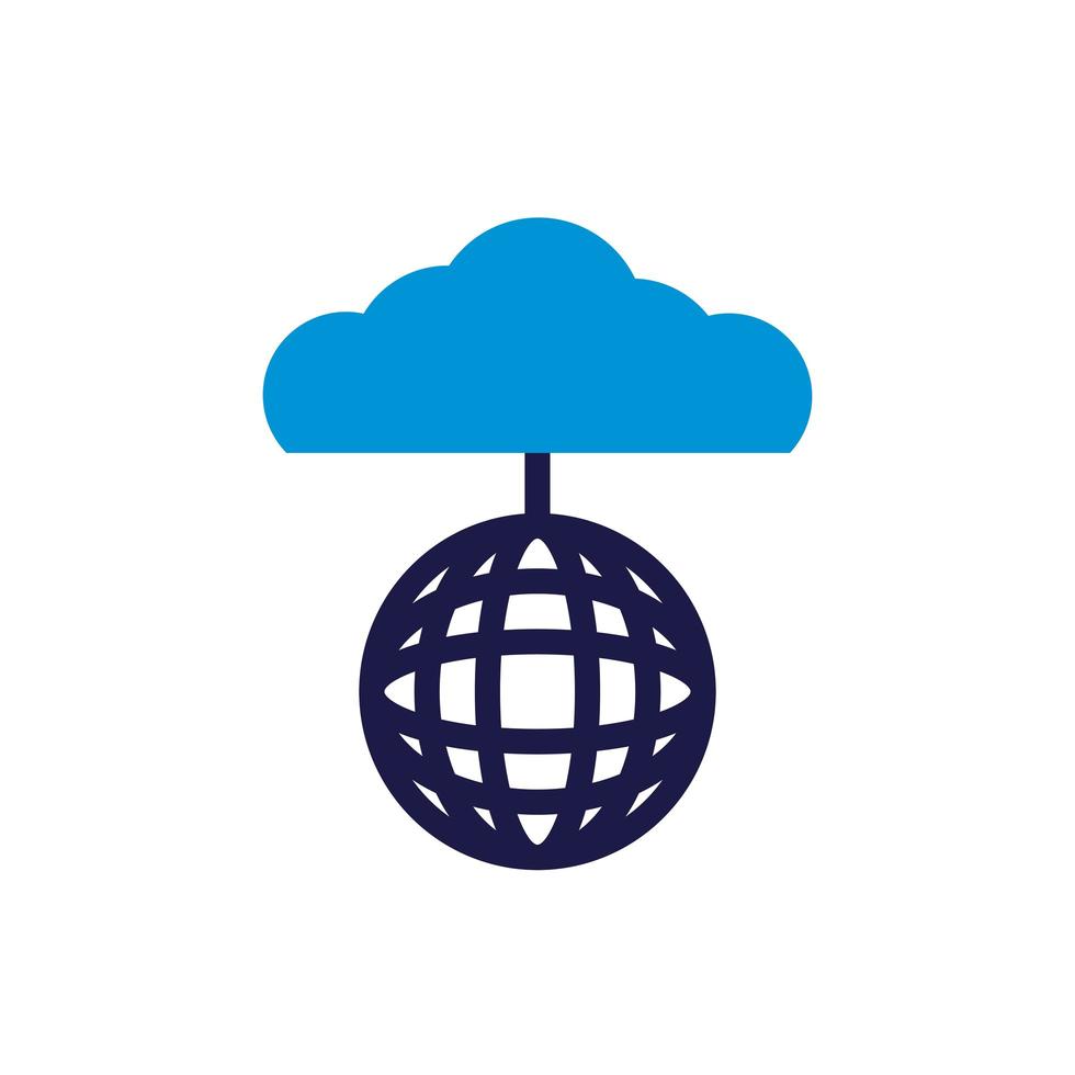 cloud computing with sphere browser lineal color style vector