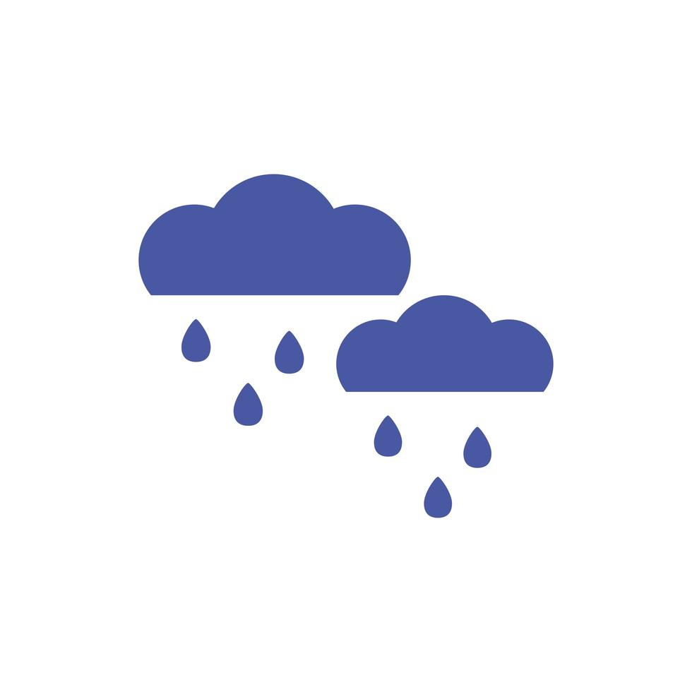 clouds rainy with drops flat style vector
