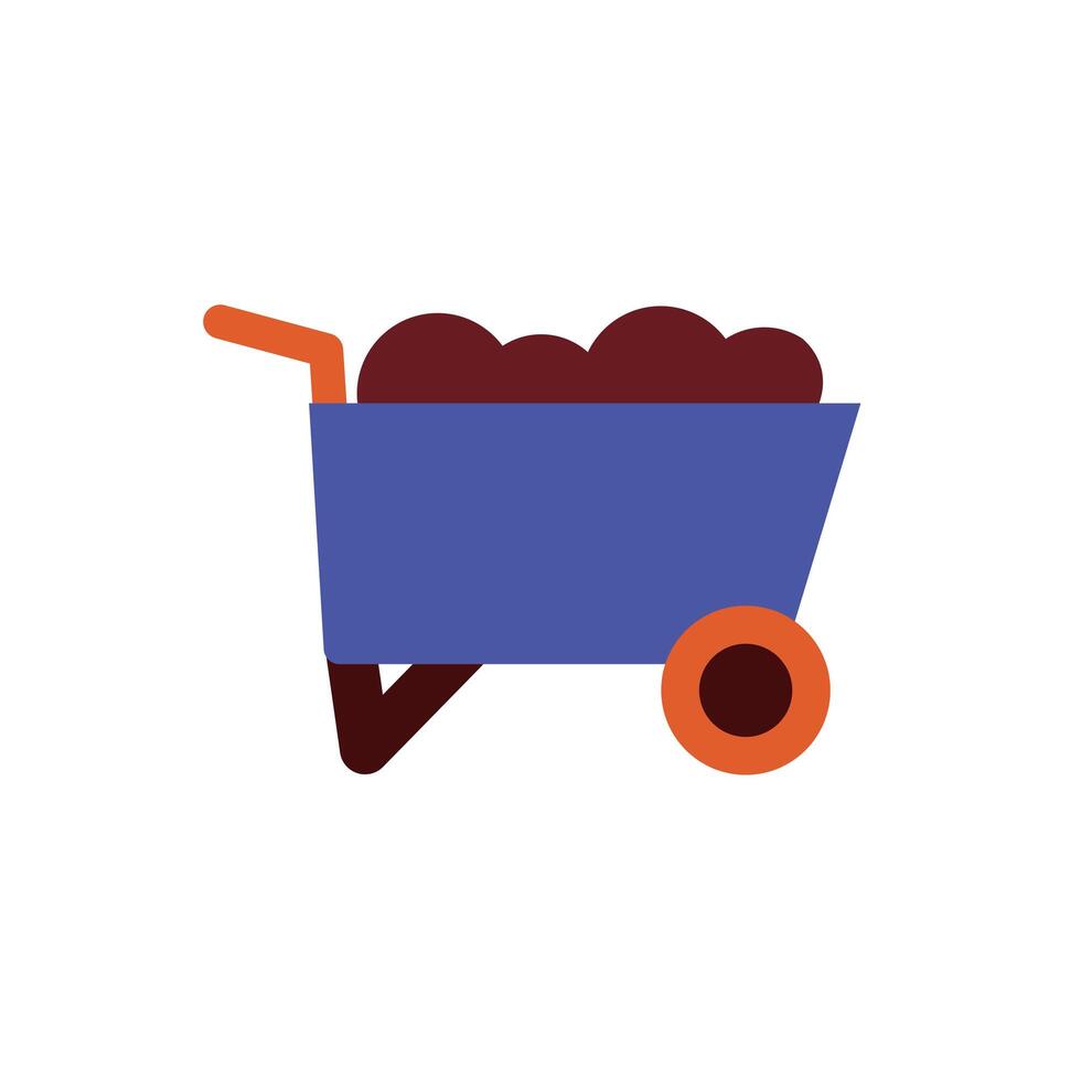 wheel barrow tool flat style icon vector