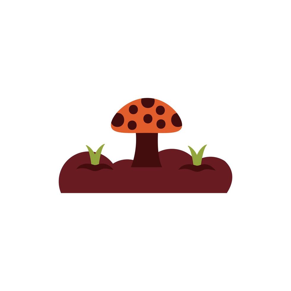 cute fungus plant flat style vector